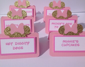 Minnie Mouse Inspired Food Labels Candy Buffet Labels Printed or Blank Set of 12