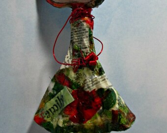 Art Doll OOAK Original - Paper Clay - Mixed Media One of a kind Whimsical Paper Clay - Handmade - Folk Art Doll - Free USA Shipping