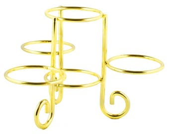 3.5" Four Eggs Gold Tone Metal Sphere Holder Display Stand