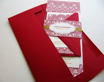 Indian Wedding Invitation. Henna Mehndi Party Invitation. Hindu Vivaha Invitation. Sikh Anand Karaj Invitation. Red and Gold– SAMPLE