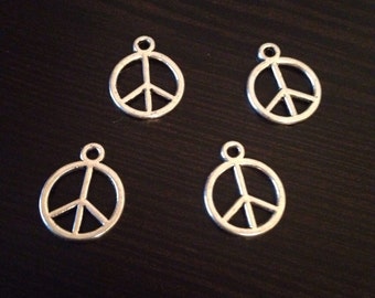 Tibetan Silver Small Peace Sign Charms Jewelry Making 20 pieces