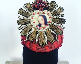 Red, Black and Gold Beaded Fascinator