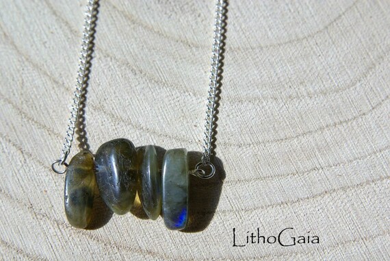 Labradorite Bar necklace, Silver 925 necklace, bar Gemstone, birthstone jewelry Minimalist, Heart Chakra, Protection Stone, Zodiac Necklace