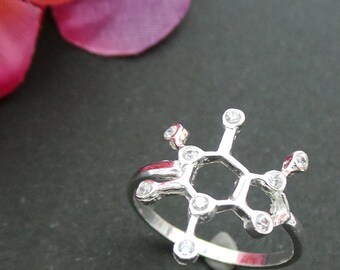Science Coffee Caffeine Molecule Ring - Chemical Formula Rings - Caffeine Molecule Ring - Geek Ring, Love Ring, Coffee Ring