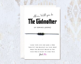 Silv GODMOTHER card Fairy Godmother Friendship bracelet card Will you be my Godmother card godmother bracelet godmother gift fairy bracelet