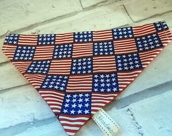 Stars and Stripes Flag Dog Bandana, Dog neckerchief, Dog bandana collar, Bandanas for dogs, Dog clothing, Thanksgiving,