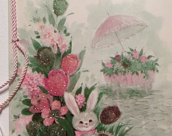 Vintage Easter Card. Glittered. NOS. Unused Vintage Card. Wife.