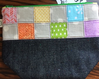 Small Size Zippered Patchwork Project Bag
