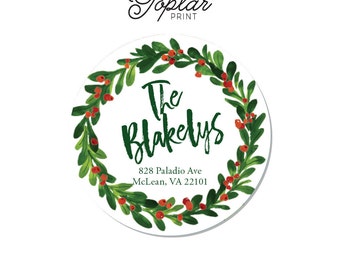 2 inch personalized address labels stickers circle draping