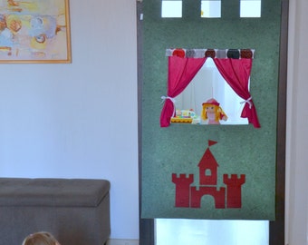 Children puppet theatre/ Doorway puppet theater/ Nursery decoration/ Prince and princess party/ Castle decal