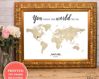 World map wedding guest book - You mean the world to us - alternative wedding guest book - 18x24 - 24x36