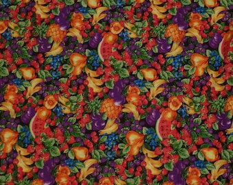 Mixed Fruit Joan Messmore Cranston Fabrics Multi-colored Vintage Cotton 1980's 33" x 44"