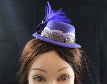 Purple Mini Top Hat Fascinator Steampunk