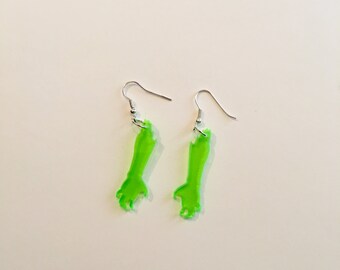 acrylic zombie arm earrings