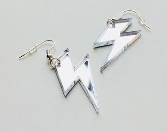 Lightning | Bowie | Lady Gaga | Bolt | Weather | 80s | Laser Cut | Acrylic | Earrings