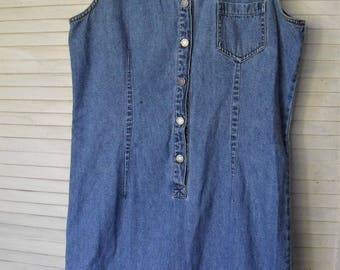 Vintage Denim Dress/ Size 6 Retro Dress/ Thrifted Denim/ NY Jeans Company/ 100 Percent Cotton/ Fun Funky Denim/ Shabbyfab Funwear
