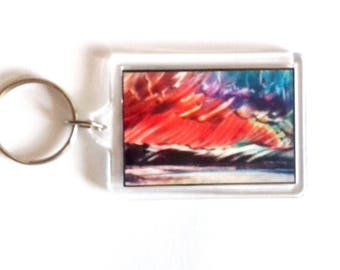 Northern Cloudscape: Miniature Encaustic Print Keyring