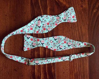 Light Blue Floral Bowtie
