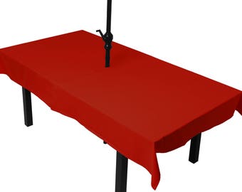 Tablecloth red meets (umbrella)