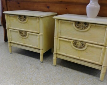 Pair of Faux Bamboo Nightstands- Custom Lacquer INCLUDED