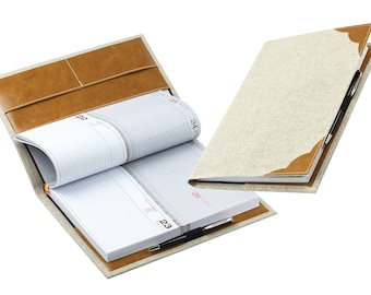 Design calendar book A4 in a linen/leather combination