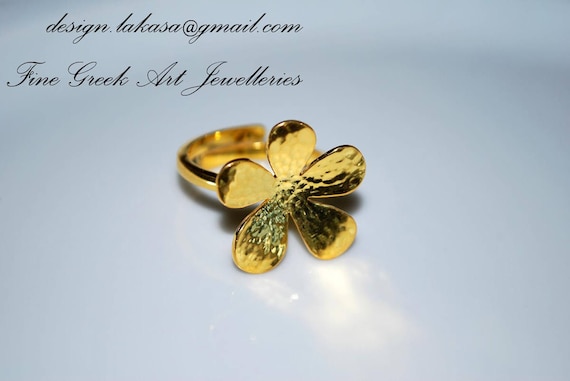 Flower Ring Sterling Silver Gold plated Jewelry Lakasa eShop gifts floral design amor love anniversary princess woman best ideas