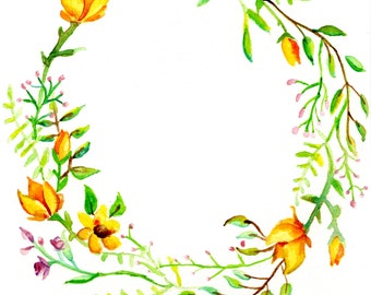 Yellow Flower Wreath Print