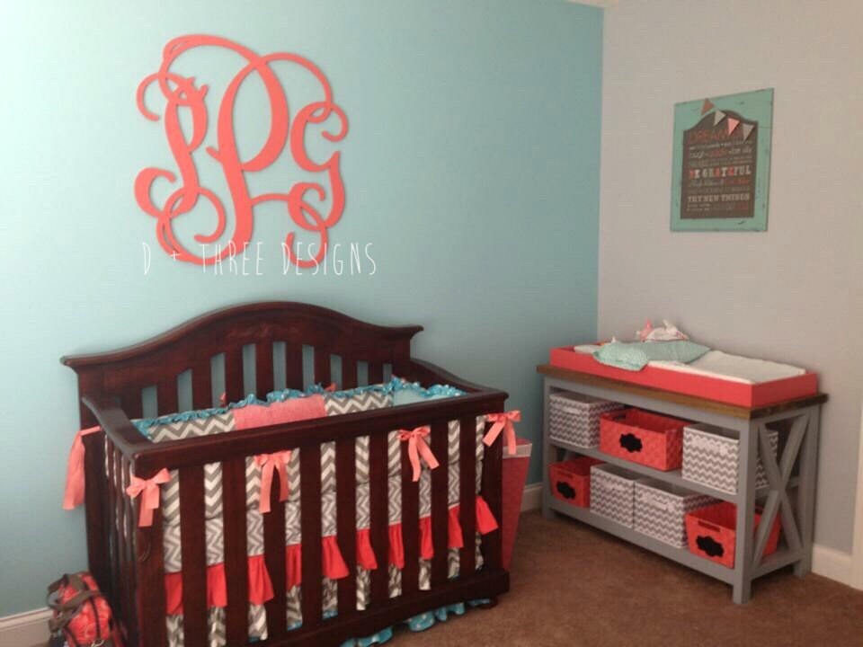 36 inch wooden monogram painted coral wooden letters monogram