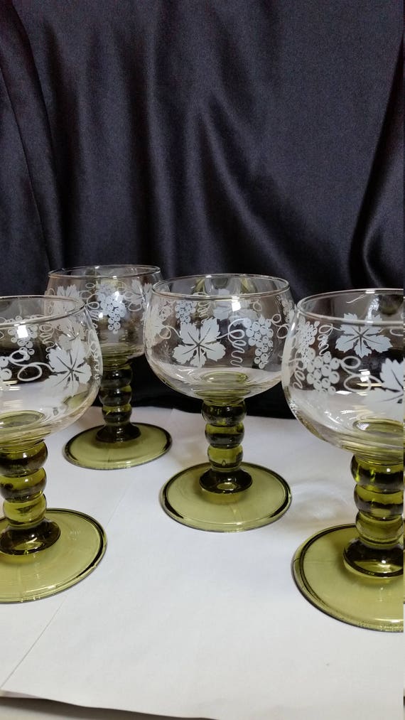Roemer Glass Green Stemmed German Wine Glasses Roemer Glass Green Stemmed German Wine Glasses