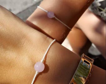 Rose quartz wish bracelet, Friendship bracelet, BFF bracelet, Pink quartz bracelet, Minimalist jewelry