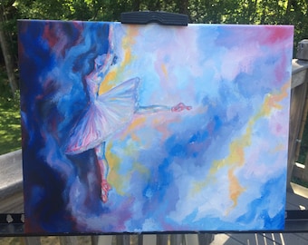 painting-blue-blue and yellow-ballerina