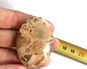Grooved Leopardite Cabochon, Oval, 1.93"x1.34"x0.35",49x34x9mm, Large, Stone Cab, Gemstone Cabochon, Stone Pendant, Macrame Supplies, Groove
