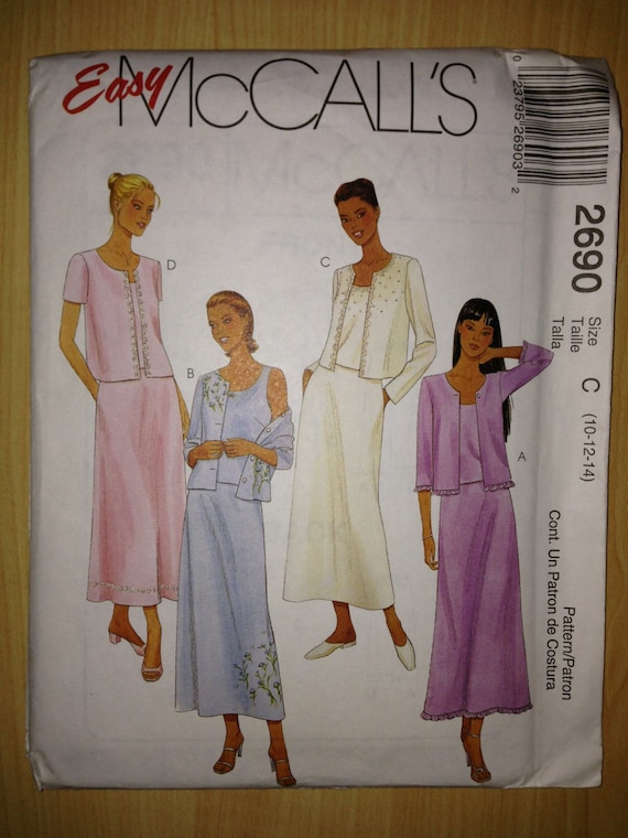 McCalls Sewing Pattern 2690 Misses and Miss Petite Twin Set and Pull On Skirt Size 10-14