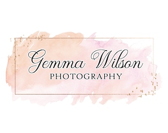 Premade logo, logo aquarelle, logo du Blog, Blog en-tête, Logo personnalisé, rose d’aquarelle en-tête, Logo personnalisé, Logo design, cuivre,