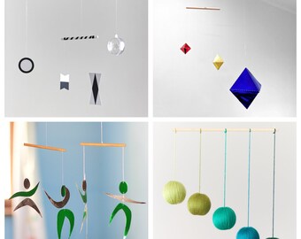 Pink Gobbi Rainbow Montessori mobile Hanging mobile Dancers Crib toy. Black and white mobile Baby mobile Octahedron Set of 5 Montessori inspired mobiles