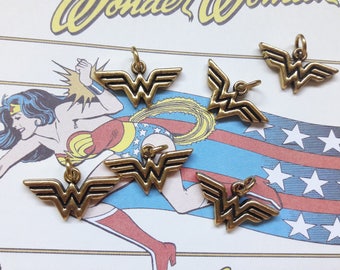 Gold Wonder Woman Logo Charm Pendant Jewelry Making & DIY Jewelry Supplies