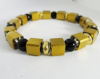Alpha Phi Alpha Bracelet, Beaded Bracelet, Gold and Black, Fraternity Bracelet. Men's Bracelet, Divine 9 Jewelry, Fraternity Gifts, HBCU