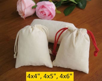 30 Drawstring Bags Plain Cotton Bags Wedding Favor Bags 4x4, 4x5, 4x6 Jewelry Pouches