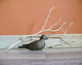 Large 8" Solid Brass Bird Figurine, Brass Songbird Statue, Brass Door Stop, Mantel Shelf Decor, Country Farmhouse Hollywood Regency Decor