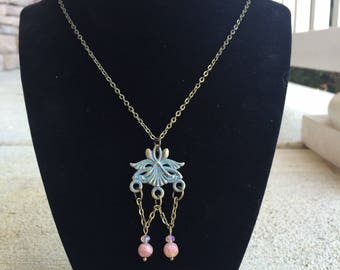Chandelier Chain Necklace, Patina Jewelry, Chandelier Necklace, Chain Necklace, Art Nouveau Jewelry