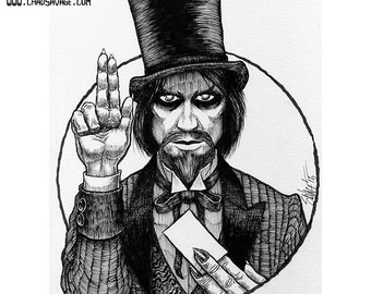 Halloween Saints: Mr. Dark Original Ink Art by Chad Savage