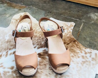 Swedish Clogs Brown Open Toe Highwood Natural Base