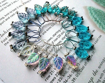 20 Knitting stitch markers Winter Leaves