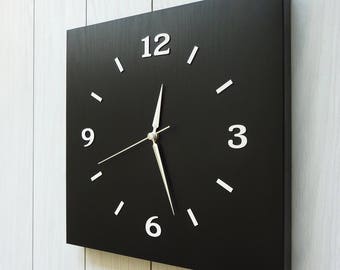 Unique modern wall clock. Black Wall Clock.Wall decor.Home decor.Matt wall clock.Large wall clock.Holiday gift.Amazing clock.Silent clock.