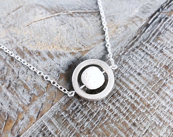 Lava Stone Diffuser Necklace, Dainty Silver Necklace, Minimalist Necklace, White Lava Stone, Essential Oil Necklace, Bridesmaid Necklace