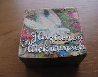 For the dollhouse...beautiful cake box (Herzlichen Glückwunsch) with cake...c. 1920