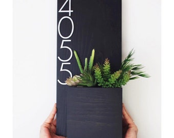 House Number Planter, Address Planter, Address Plaque Modern, Address Plaque with Planter, Address Planter Box