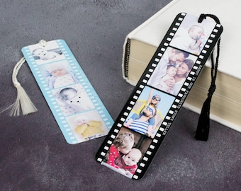 Personalised Photo Bookmark - Metal Book Mark Page - Photograph Film Reel P45