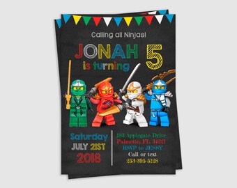 Ninjago Invitation, Ninjago Party, Ninjago Birthday, Birthday Invitation, Invitation for kids, Printable, inv65