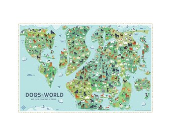 Dogs Of the World Map 36x24 art print - 2018 edition